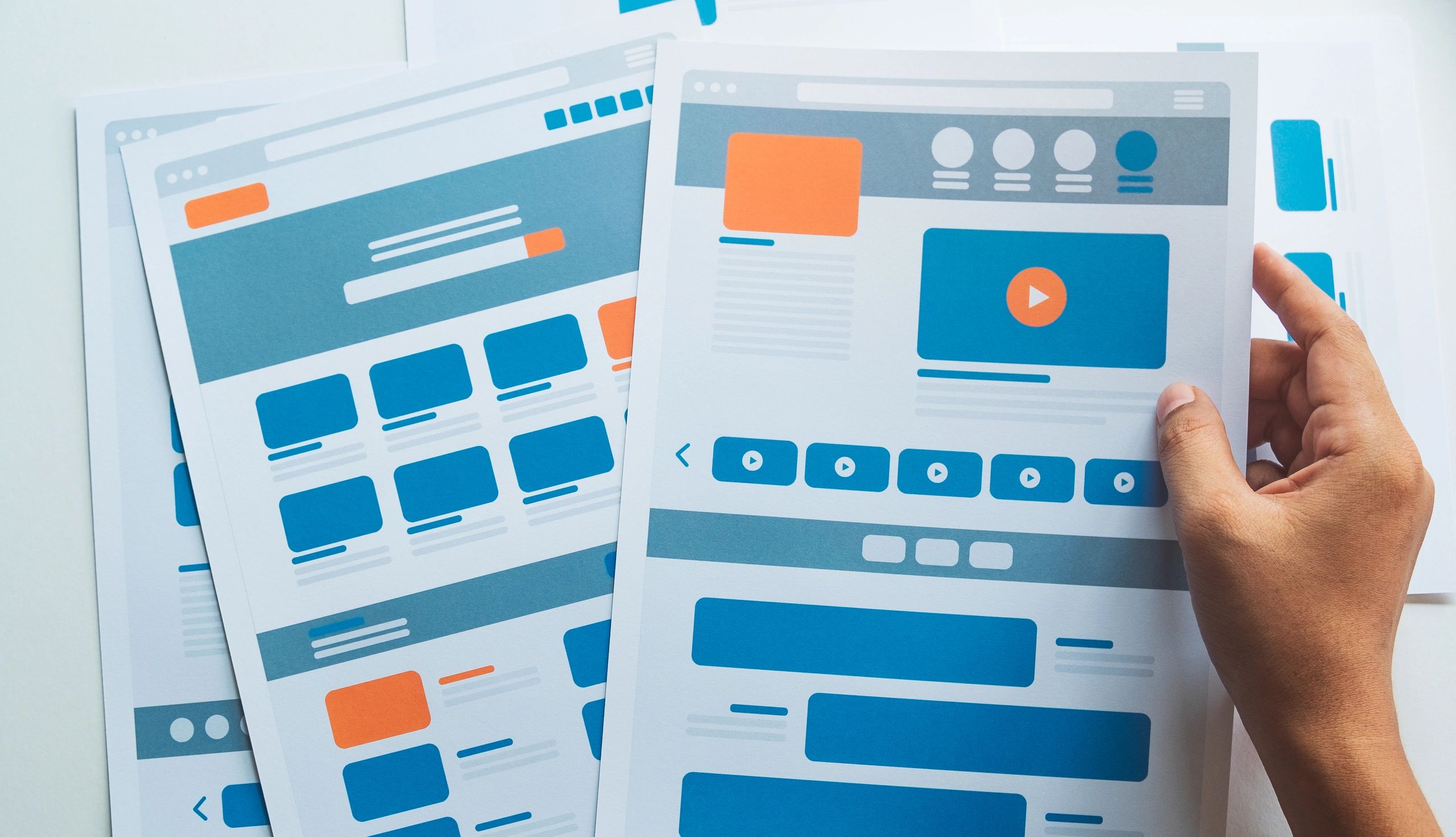 Website designer Creative planning application developer development draft sketch drawing template layout prototype framework wireframe design studio . User experience concept . (Website designer Creative planning application developer development dra